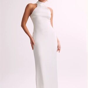 Meshki Clair Satin Drape Back Maxi Dress